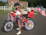 Shelby (with help from grandma Joan) wins 1st prize for the best decorated bike in the Hardscrabble Parade