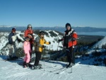 The water of Lake Tahoe is off to right.  Jim/Shelby/Lo/Heather/Wesley (photo by sindicated photographer Carole Higdon)