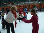 Shelby showing grandmother “Tutu” how to skate.