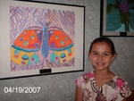 Shelby and her drawing shown at the Durham Regional Hospital for ”HEALING ART“