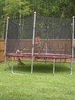 the dog below would chase and bark at the dog above, as he ran around, it was really funny, that is Shelby on the tramp, behind Karen and Jerry's house in Goose Creek