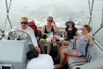 Captain Wesley with mother Tutu, guest from Japan Namichung, and wife Carole on Buggs Island Lake (Kerr lake) 8/26/07